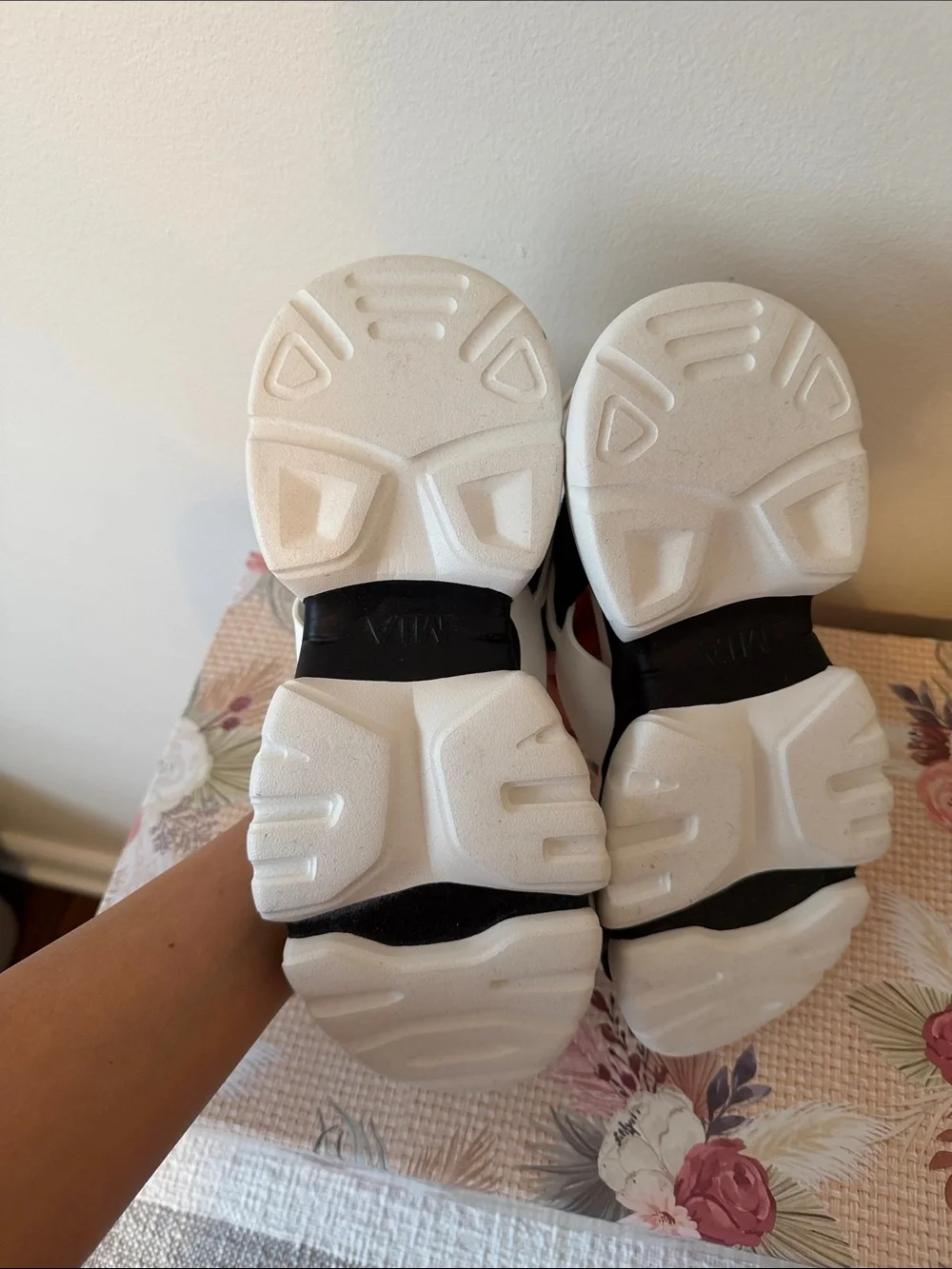 MIA White and Black Chunky Platform Slingbacks